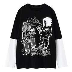 Anime Print Oversized Sweatshirt