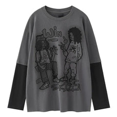 Anime Print Oversized Sweatshirt