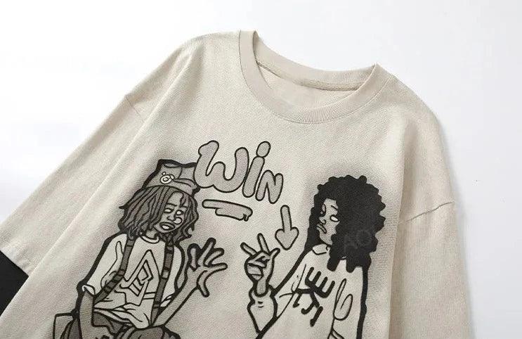 Anime Print Oversized Sweatshirt