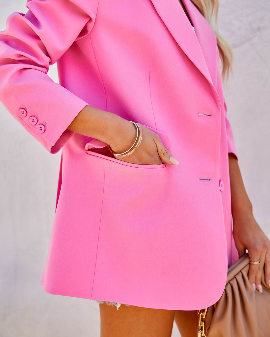 PREORDER - Aria Pocketed Blazer - Pink