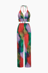 Tie Dye Plisse Halter Top And Pants Set - HouseofHalley