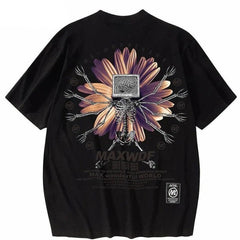 Skeleton Flower Printed Oversize T-Shirt