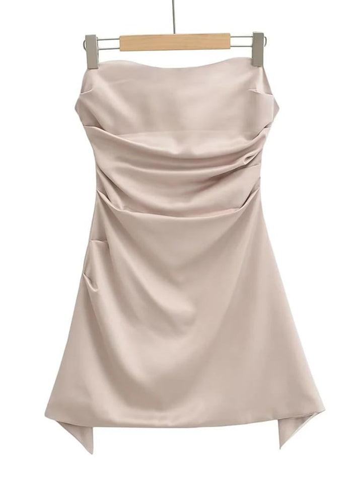 Strapless Satin Mini A-Line Dress - HouseofHalley