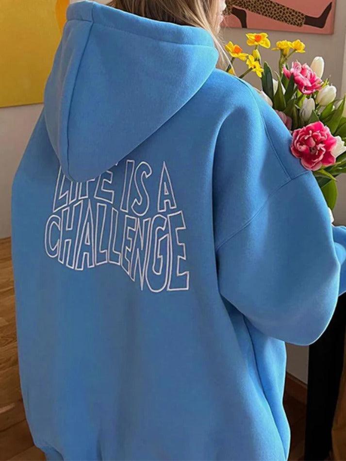 Simple Embroidery Print Oversized Hoodie - HouseofHalley
