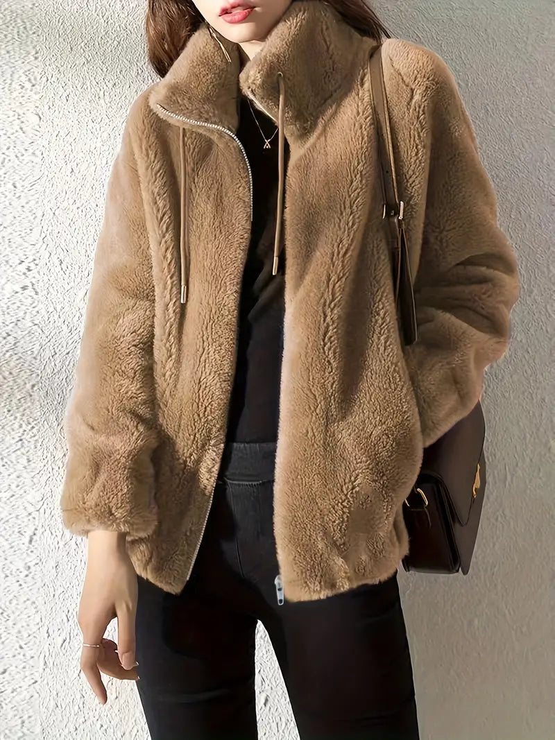 Casual Zip Up Long Sleeve Warm Coat