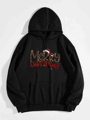 MERRY CHRISTMAS Graphic Drawstring Hoodie