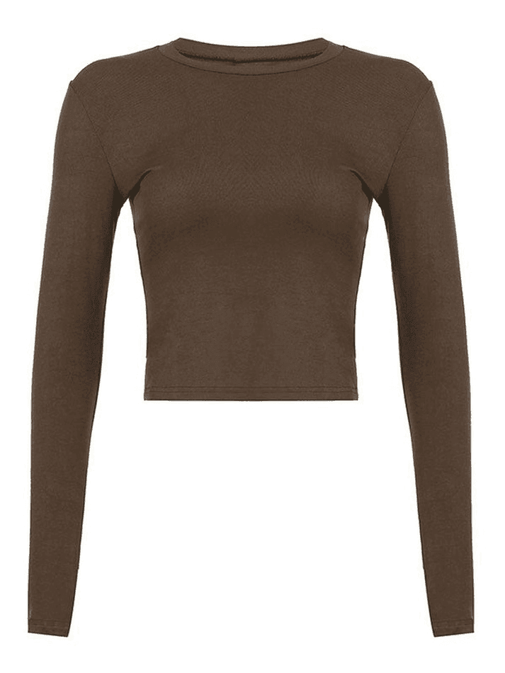 Basic Solid Long Sleeve Crop Top - HouseofHalley