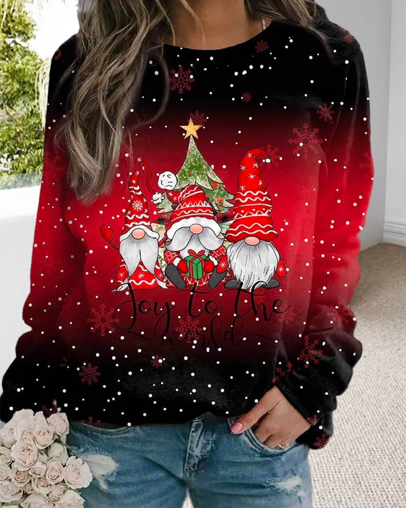 Christmas pattern gradient sweatshirt