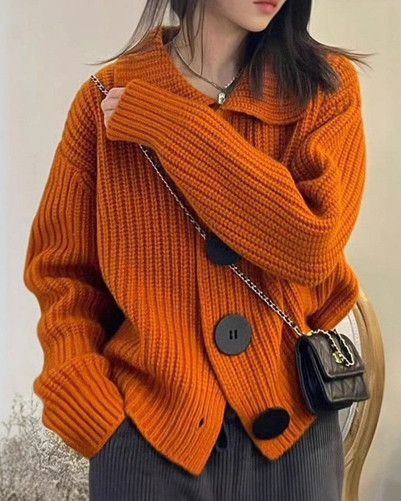 Big button knitted cardigan