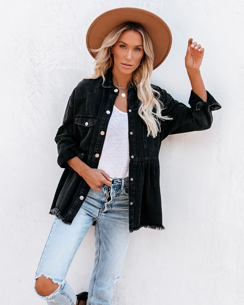 Best Distressed Denim Button Down Shirt Jacket