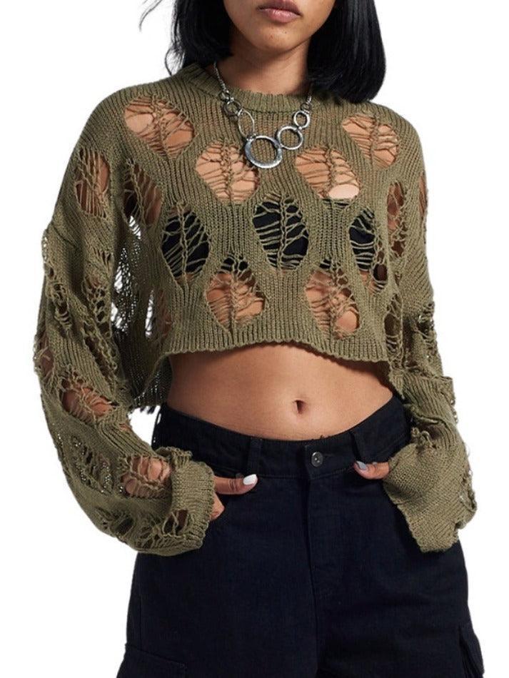 Big Cutout Loose Crop Sweater - HouseofHalley