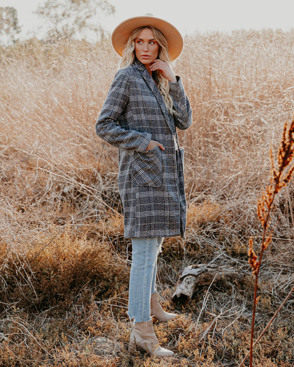 Boulder Pocketed Plaid Coat