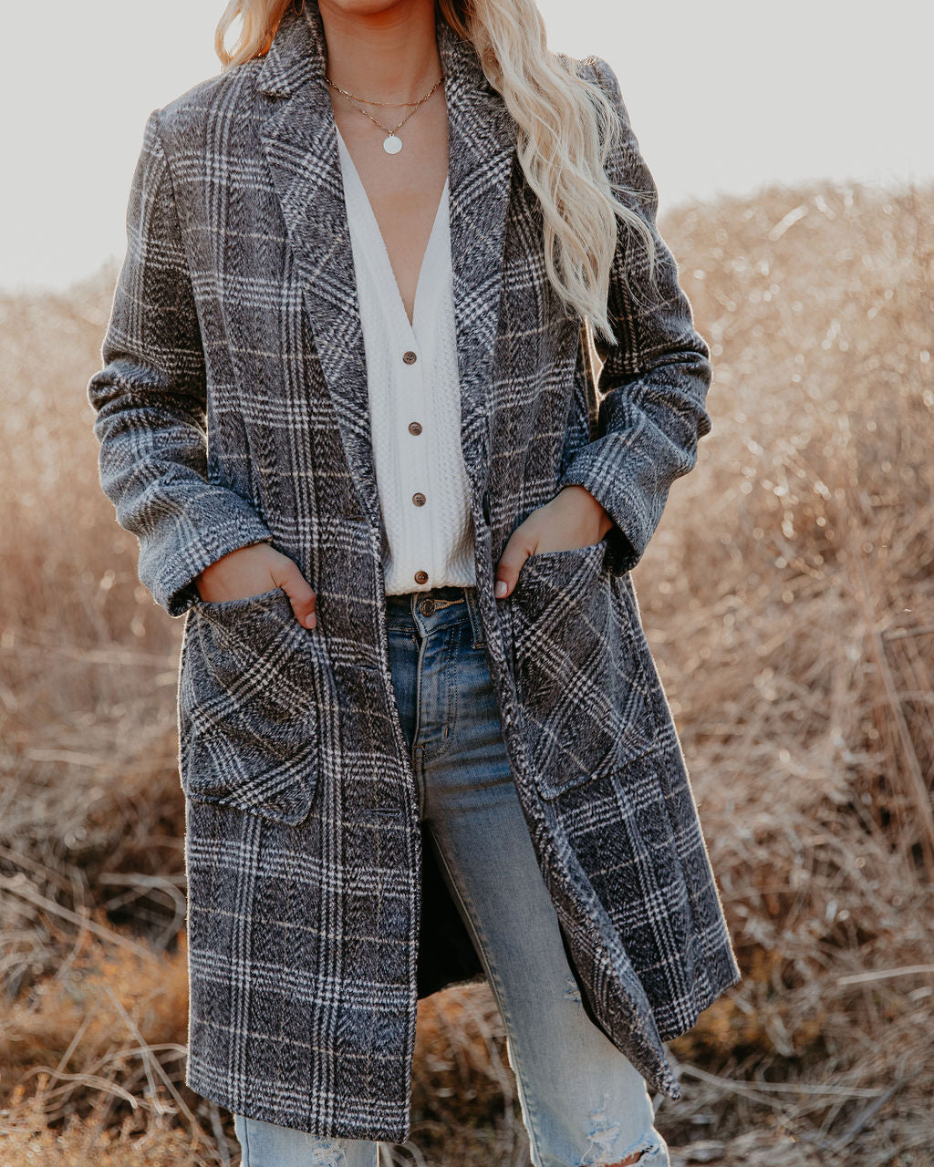 Boulder Pocketed Plaid Coat