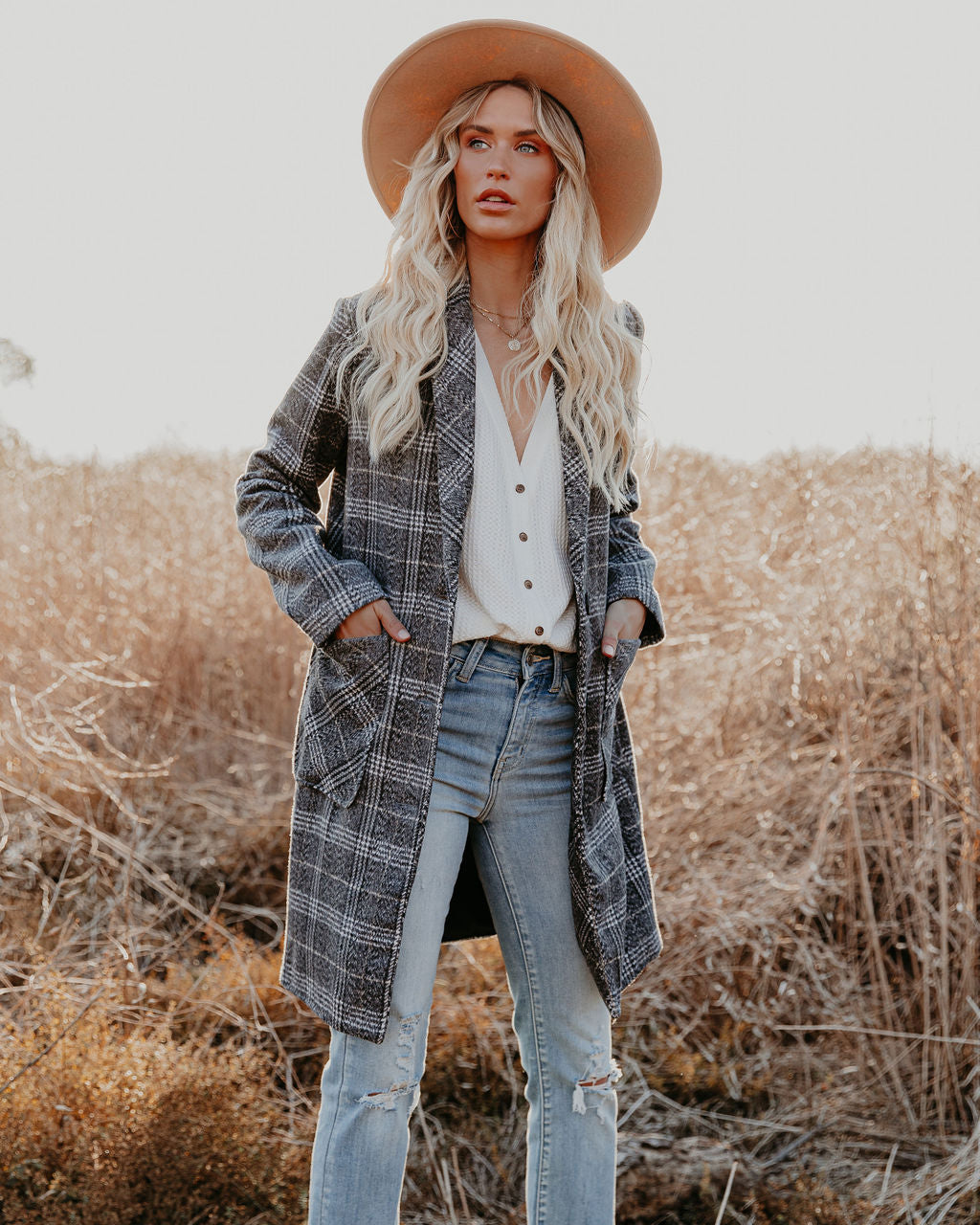 Boulder Pocketed Plaid Coat