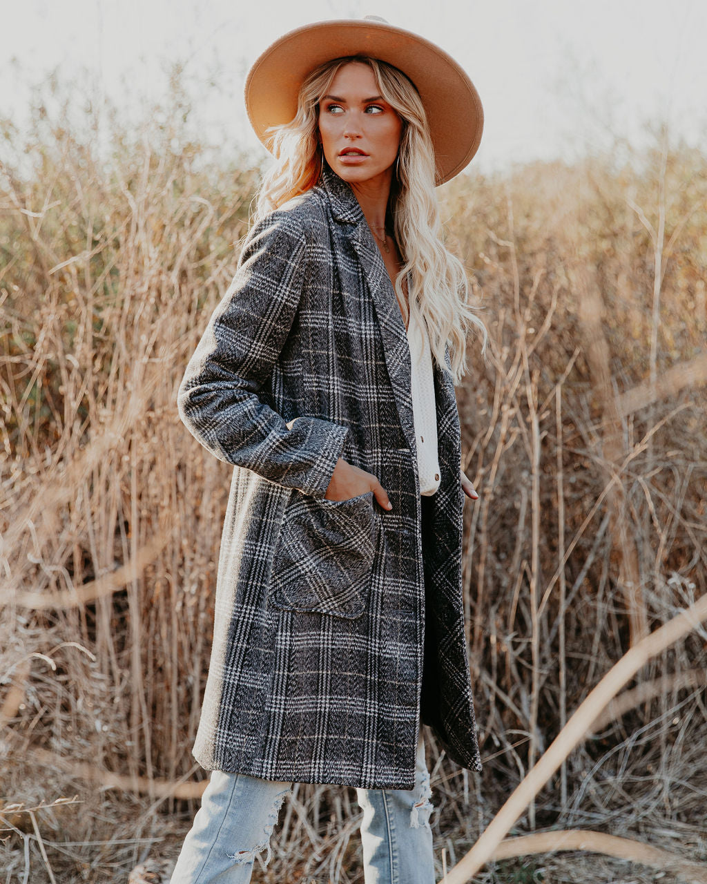 Boulder Pocketed Plaid Coat