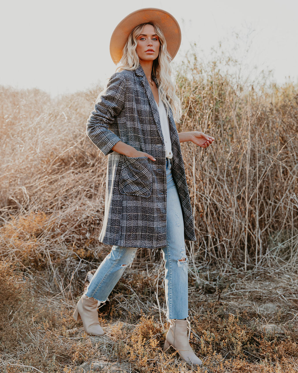 Boulder Pocketed Plaid Coat