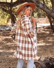 Bridgeview Pocketed Plaid Coat - Mocha