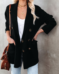 Business Casual Pocketed Knit Blazer - Black