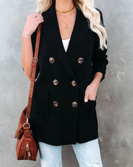 Business Casual Pocketed Knit Blazer - Black