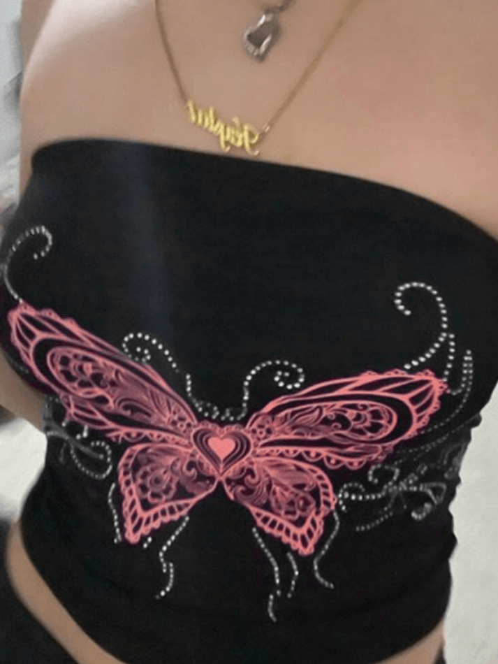 Butterfly Print Bandeau Top