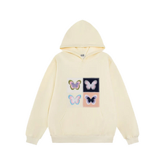 Butterfly Embroidery Drop Shoulder Hoodie