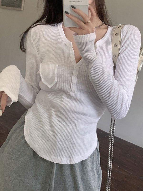 Button Front Crop Knit Top