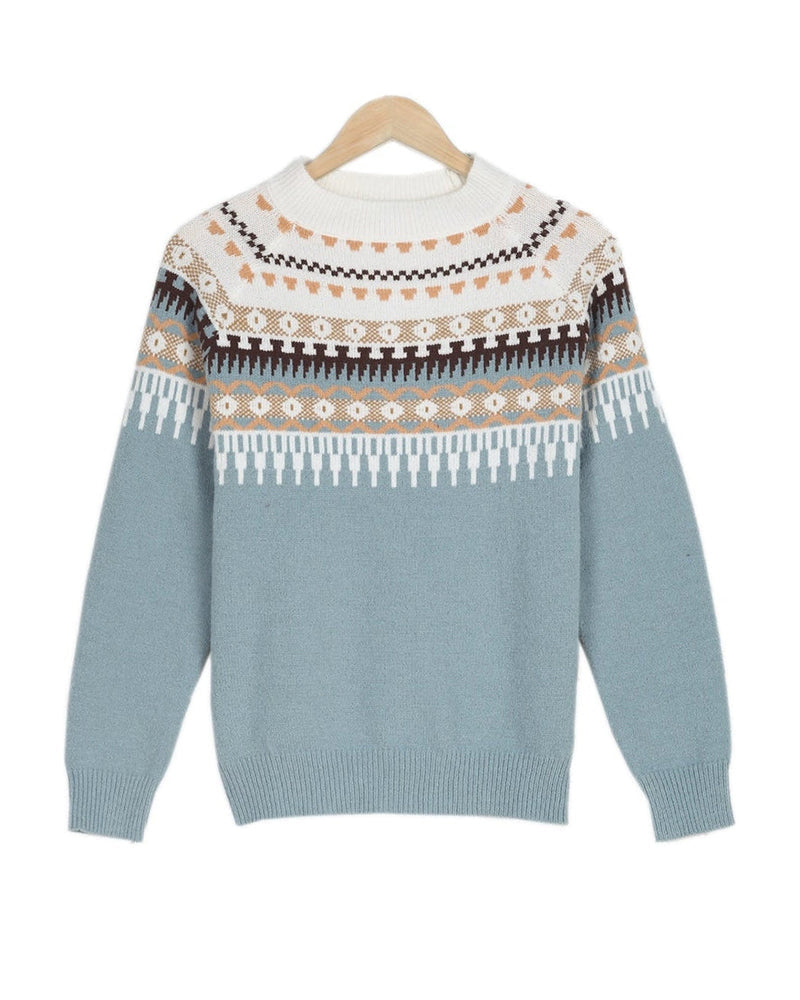 Long Sleeve Printed Pullover Sweaters