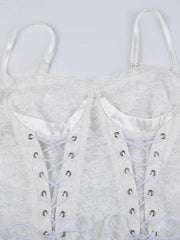 Lace Splice Crossover Tie Up Cami Top - HouseofHalley