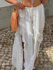 Ruffle Slit Midi Skirt - HouseofHalley