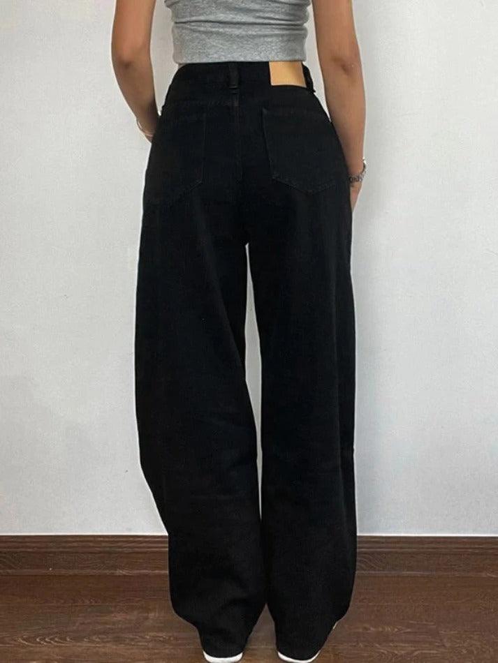 Versatile Black High Rise Boyfriend Jeans