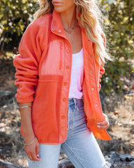 Cabin Pocketed Fleece Jacket - Coral