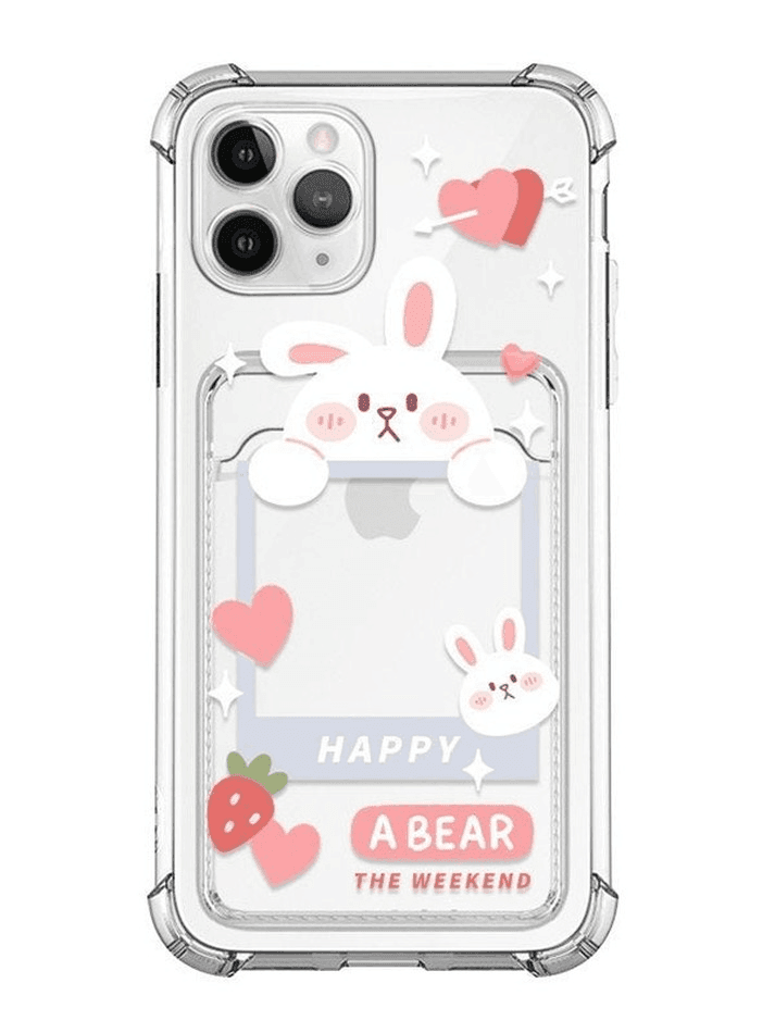 Card Holder Detail Cartoon Pattern Clear Iphone Case - HouseofHalley