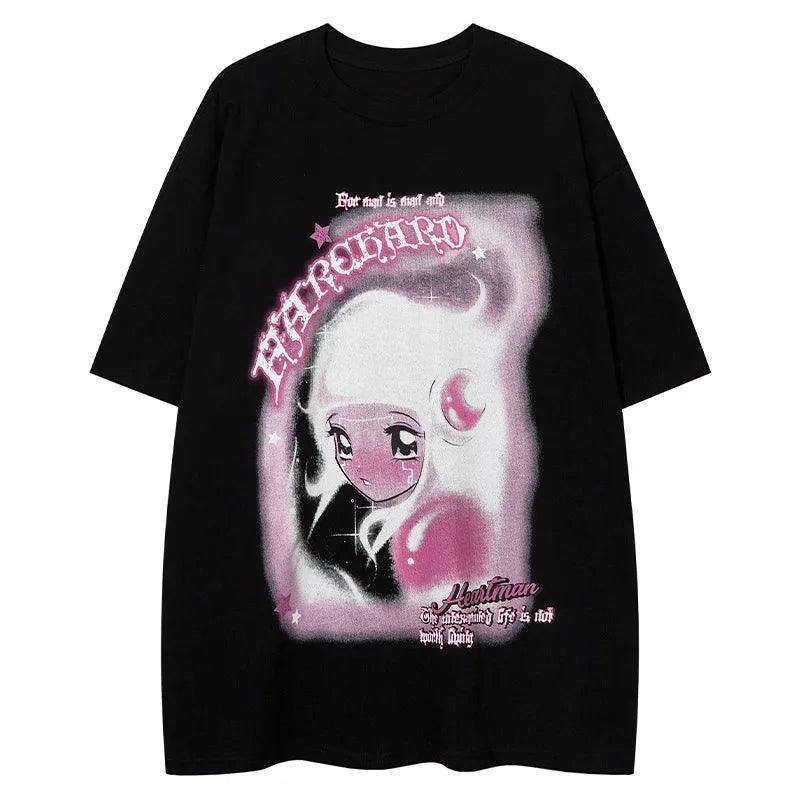 Cartoon Girl Letter Printed T-Shirts