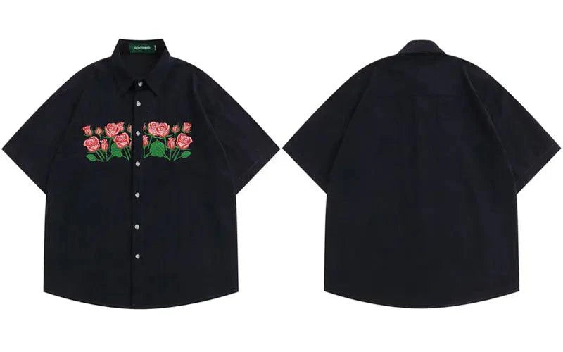 Casual Embroidery Floral Shirt