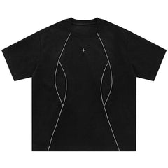 Casual Reflective Striped Solid T-Shirt