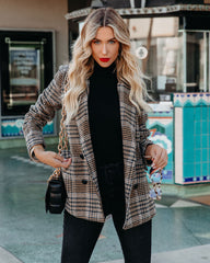 Celina Pocketed Plaid Blazer