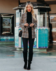 Celina Pocketed Plaid Blazer