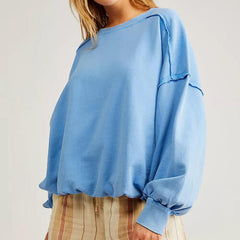 Exposed Seam Dropped Shoulder Oversized Fashion  Sweatshirt