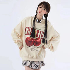 Red Cherries Print Hoodie