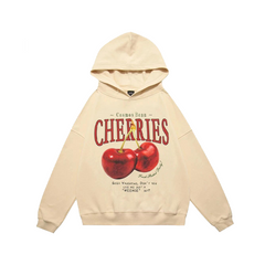 Red Cherries Print Hoodie
