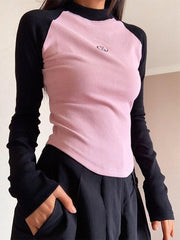 Contrast Color Raglan Slim Knit - HouseofHalley