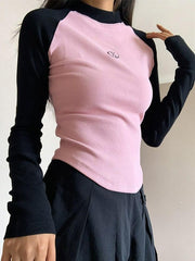 Contrast Color Raglan Slim Knit - HouseofHalley