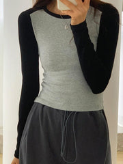 Contrast Color Raglan Slim Long Sleeve Knit - HouseofHalley