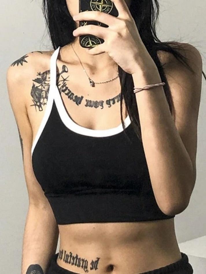 Contrast Cross Back Crop Cami Top - HouseofHalley