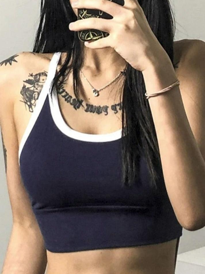 Contrast Cross Back Crop Cami Top - HouseofHalley