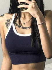 Contrast Cross Back Crop Cami Top - HouseofHalley