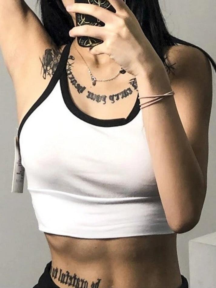 Contrast Cross Back Crop Cami Top - HouseofHalley