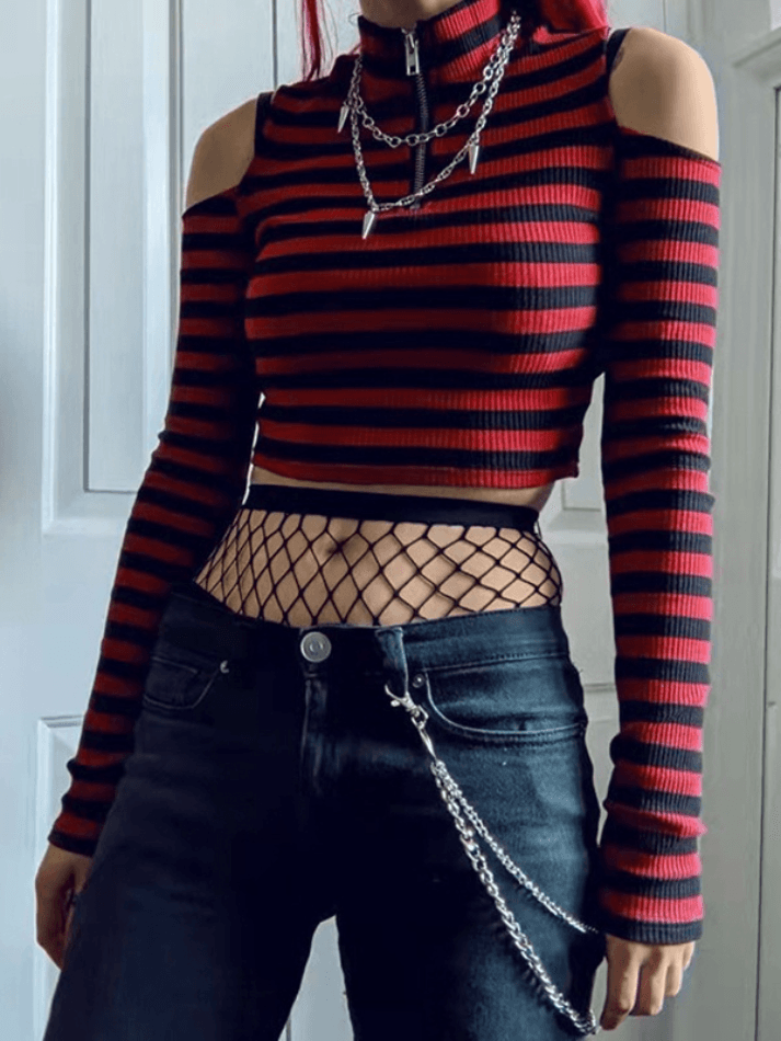 Contrasting Stripe Long Sleeve Tee - HouseofHalley