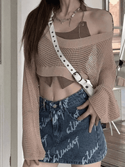 Cover Up Open Knit Crop Top