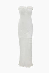 Crochet Knit Slit Strapless Dress - HouseofHalley